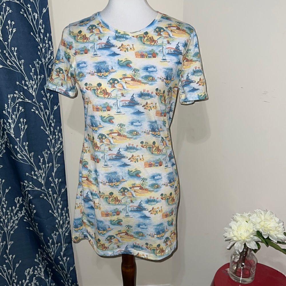 Disney Parks Disneyland Disney World Throwback Lands T-Shirt Dress Girls sz L