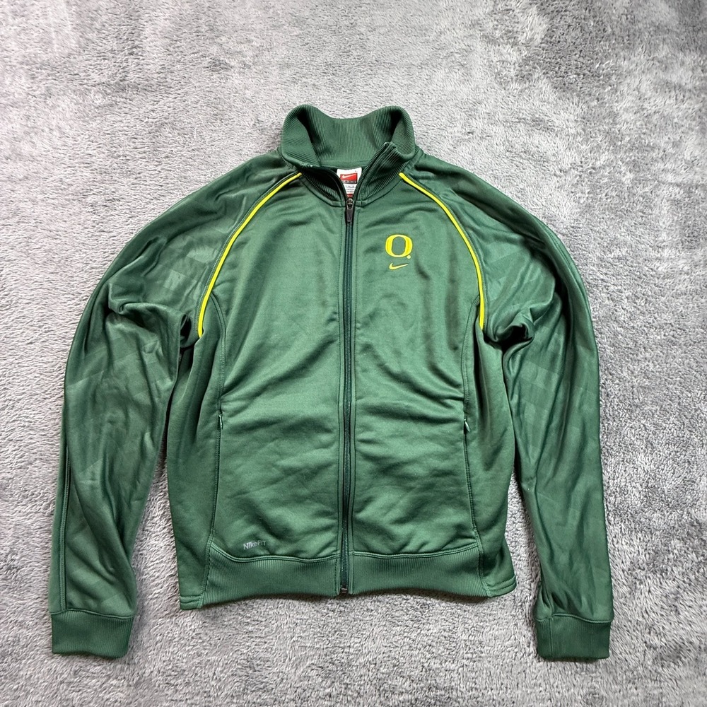 Nike Team Oregon Ducks Womens L Track Jacket Green Yellow Zip Athletic