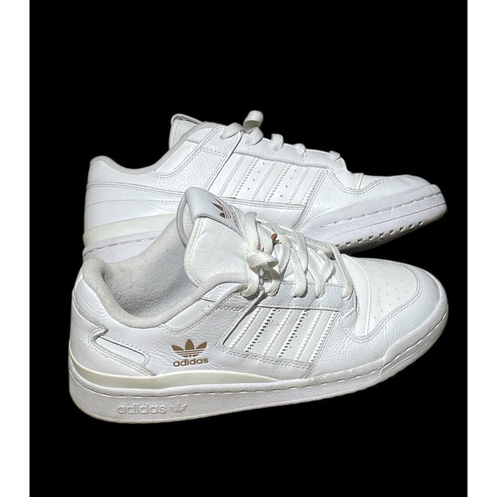 ADIDAS FORUM LOW WHITE GOLD SIZE 10 SHOES WOMEN’s GOOD CONDITION