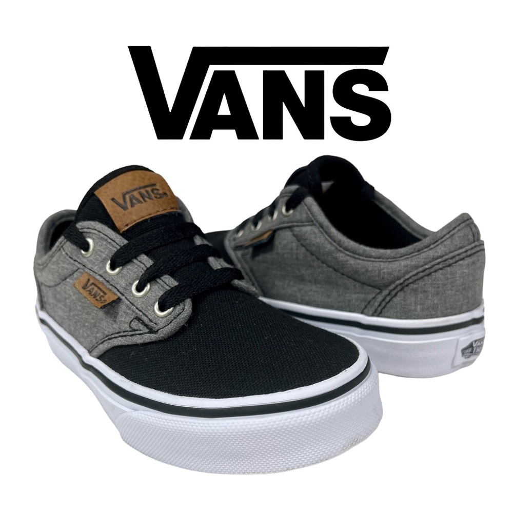 Vans Kids Youth 12‎ Gray & Black Low Top Lace Up Sneakers Shoe