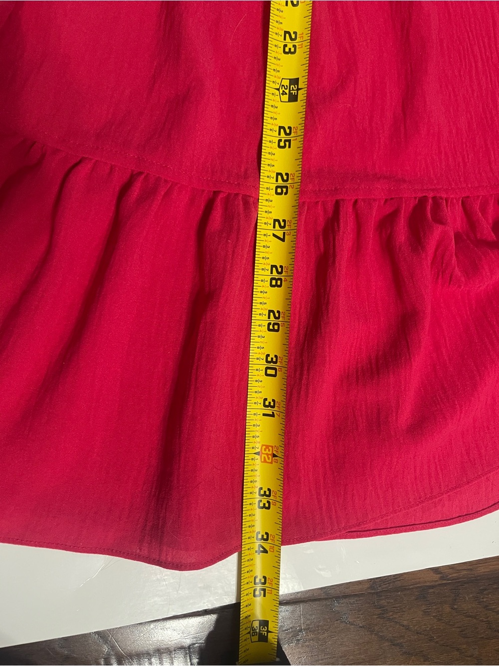 Max Studio Medium Red Pink Ruffle Cinch Waist Mini Dress - Picture 6 of 6