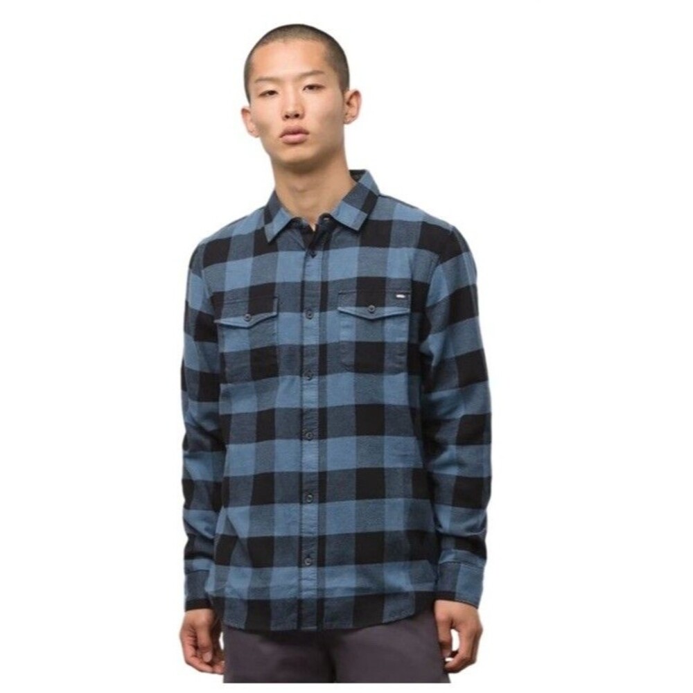 Vans Flannel Shirt Classic Fit Blue Black Long Sleeve Plaid Skater - Men's Small