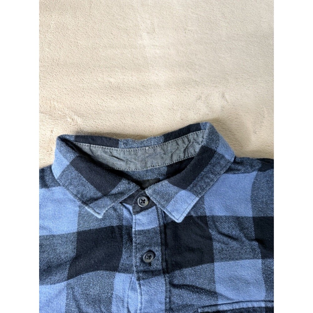 Vans Flannel Shirt Classic Fit Blue Black Long Sleeve Plaid Skater - Men's Small - Picture 10 of 13