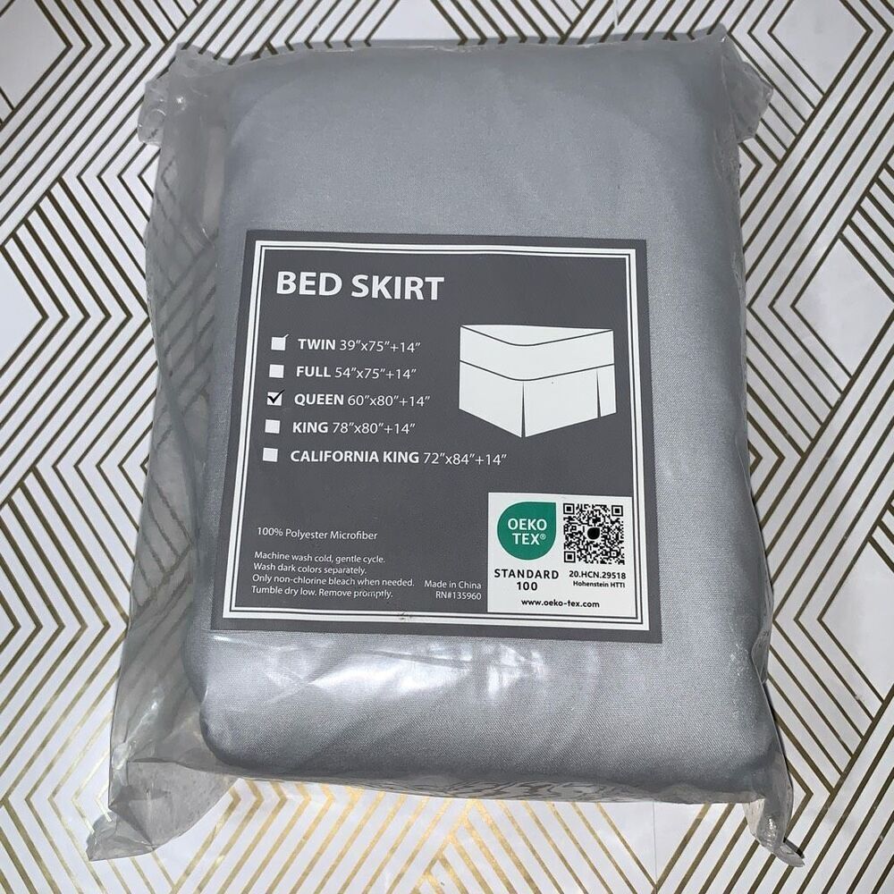 Unbranded‎ Queen Size Bedskirt Gray 60x80 Polyester Microfiber New in Package