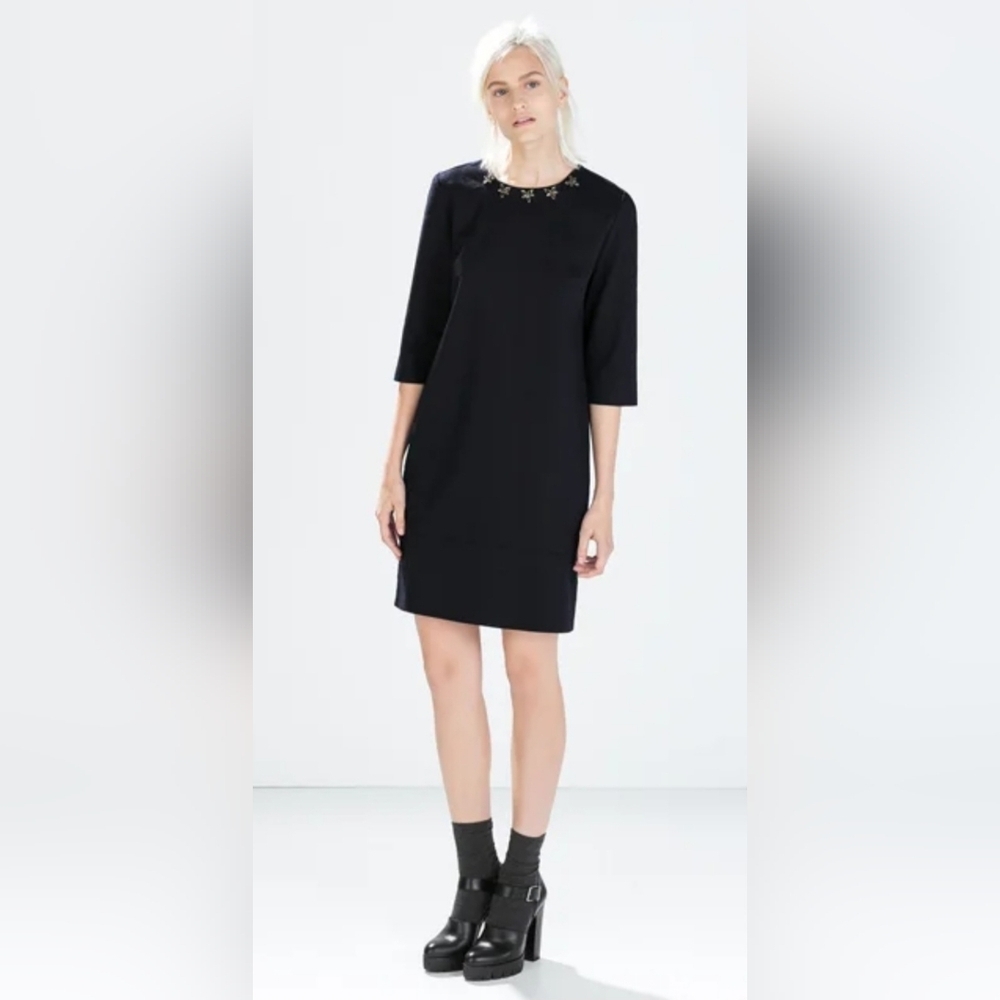 Zara Classic Denim 3/4 Sleeve Dress