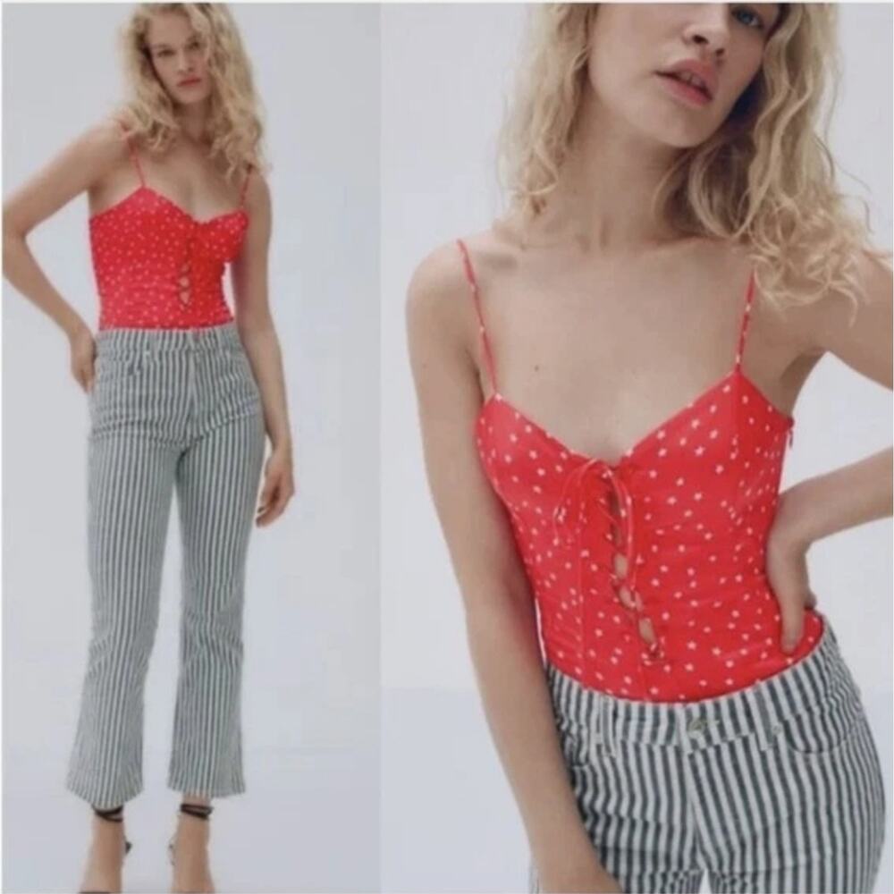 Zara Satin Effect Bodysuit Star Print