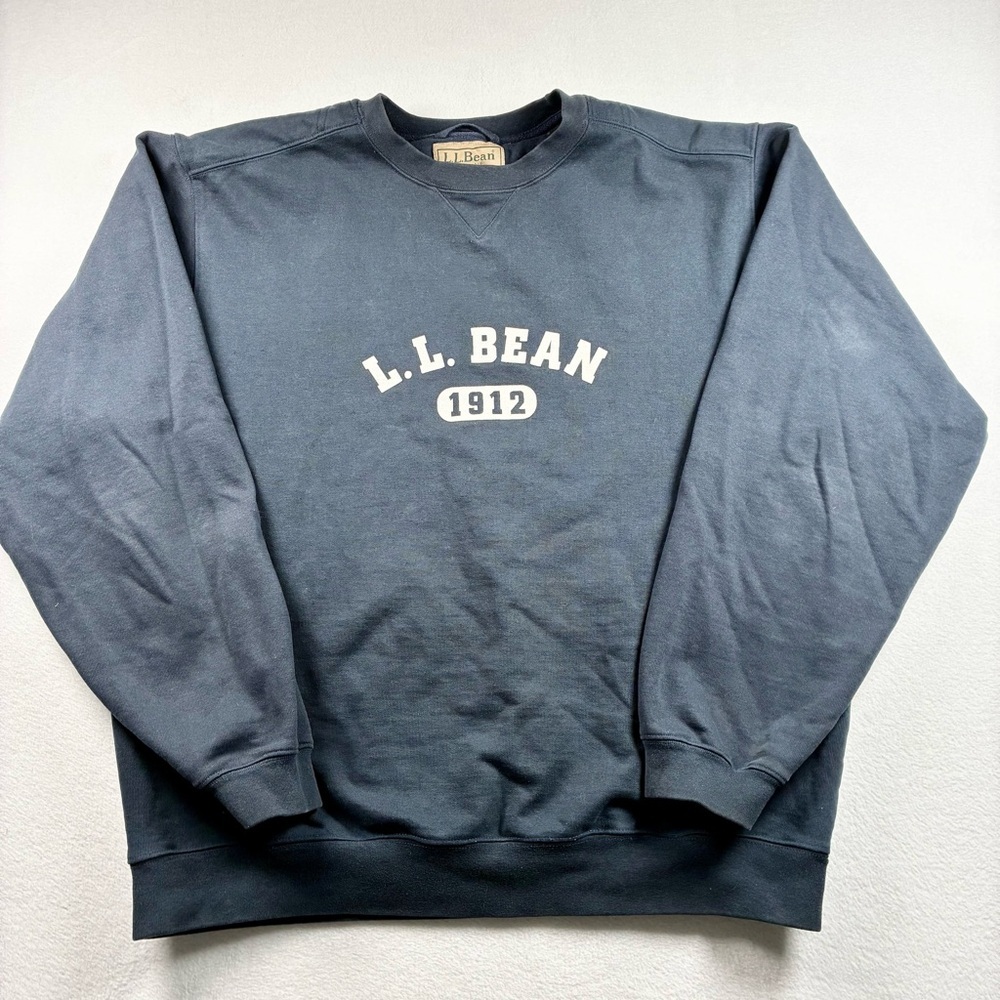 L.L. Bean 1912 Sweatshirt Men's Large Tall Long Sleeve Fleece Crewneck Blue - Picture 2 of 8