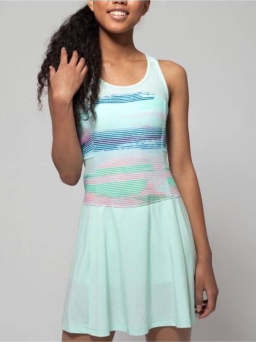 Ivivva by Lululemon Mint Striped Tennis Dress