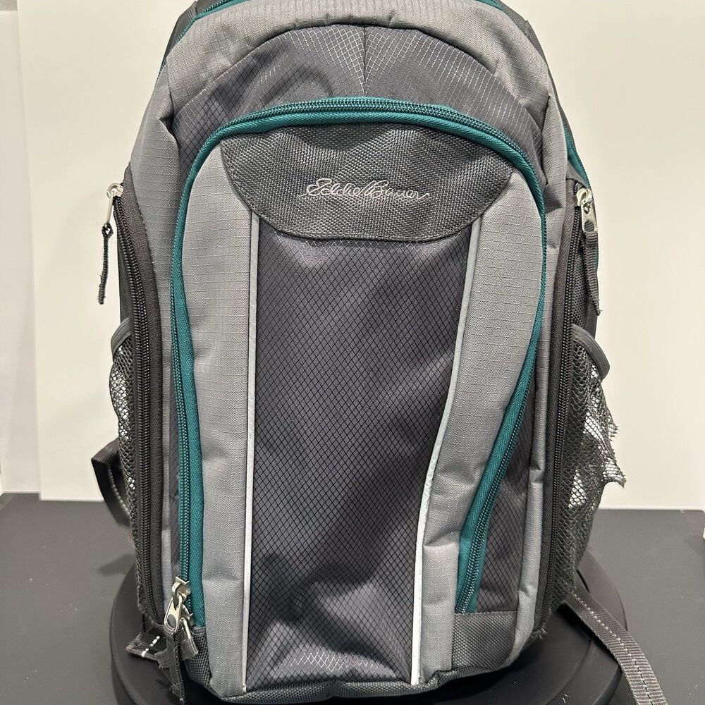 Eddie Bauer Places & Spaces Backpack Baby Diaper Bag Gray Teal Insulated