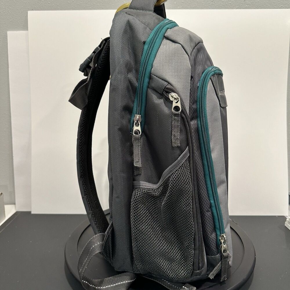Eddie Bauer Places & Spaces Backpack Baby Diaper Bag Gray Teal Insulated - Picture 2 of 12
