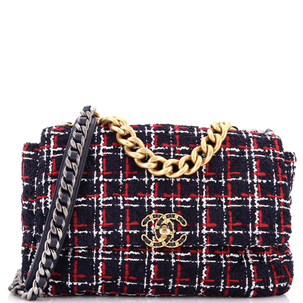 Chanel 19 Flap Bag Quilted Tweed Large #241247C45B
