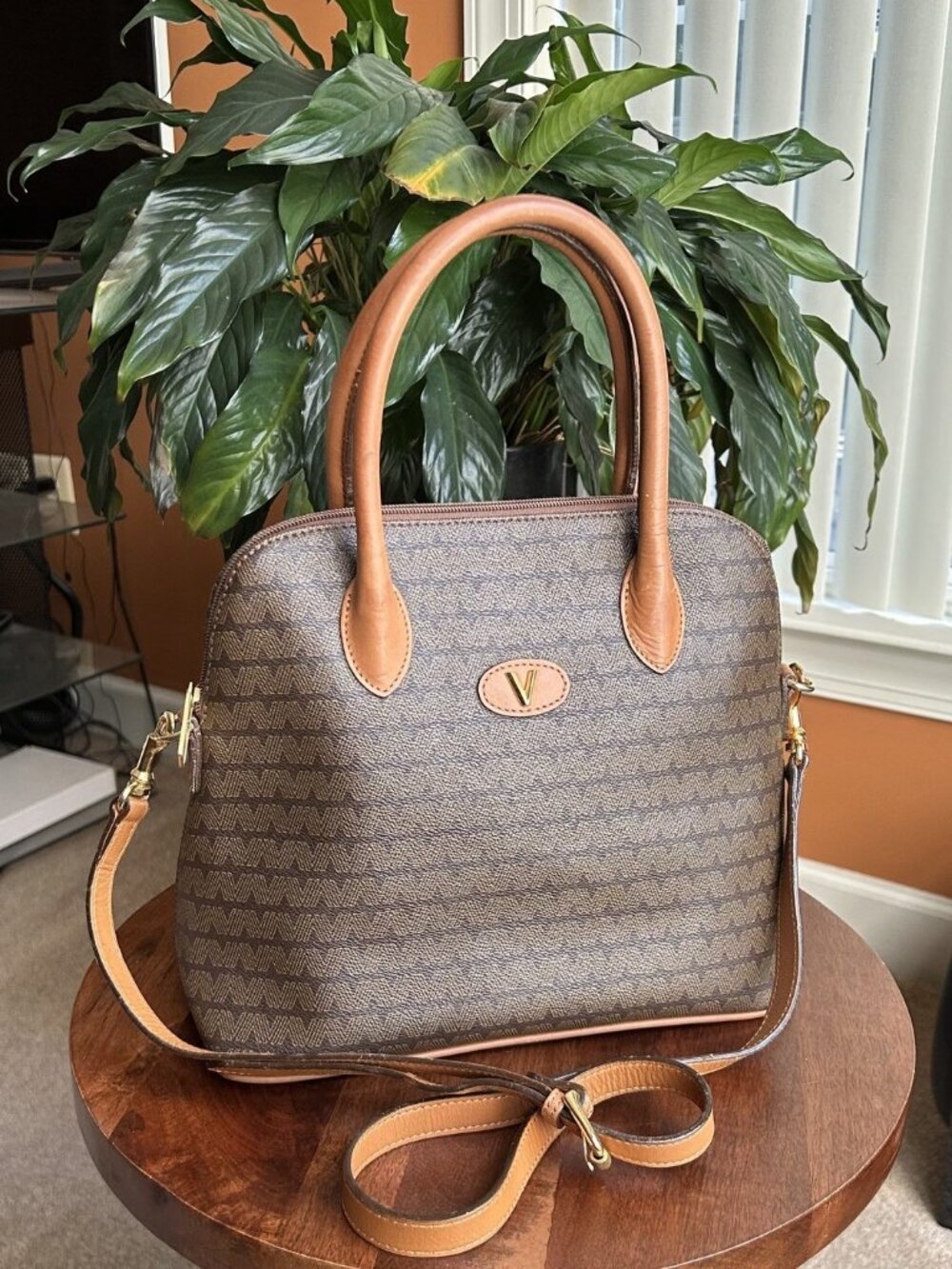 MARIO VALENTINO Two-Way Dome Bag, Brown
