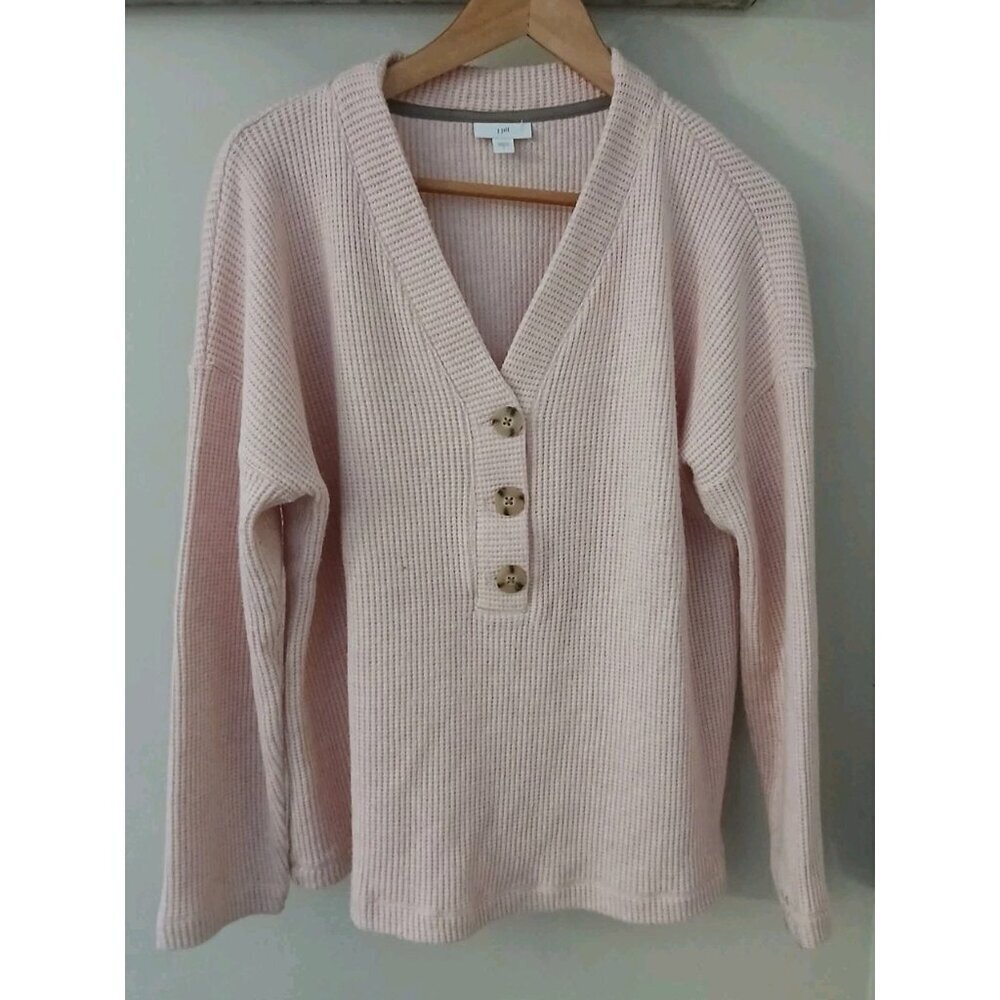 J. Jill Pullover V-Neck Button Sweater