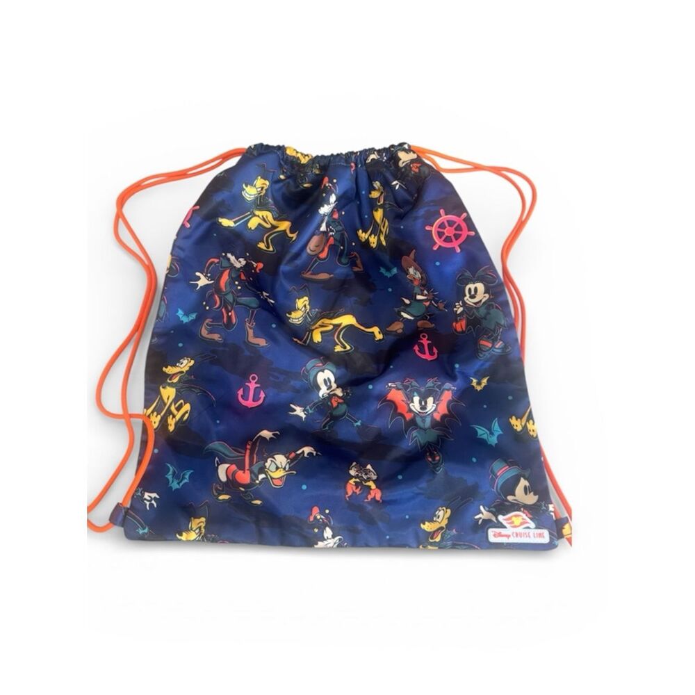 Disney cruise line Navy Halloween Character Drawstring Bag with Orange Cords