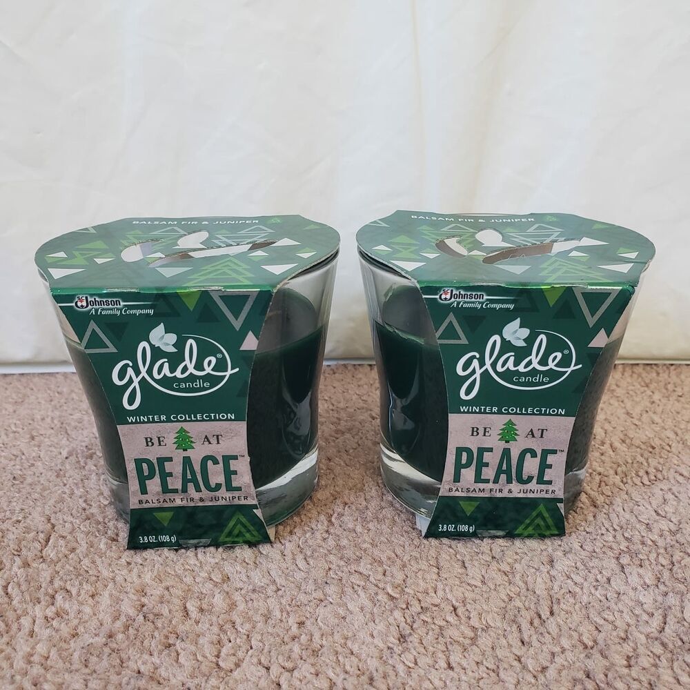 Lot Of 2 Glade Scented Candle Be At Peace Balsam Fir & Juniper 3.8 OZ Retired