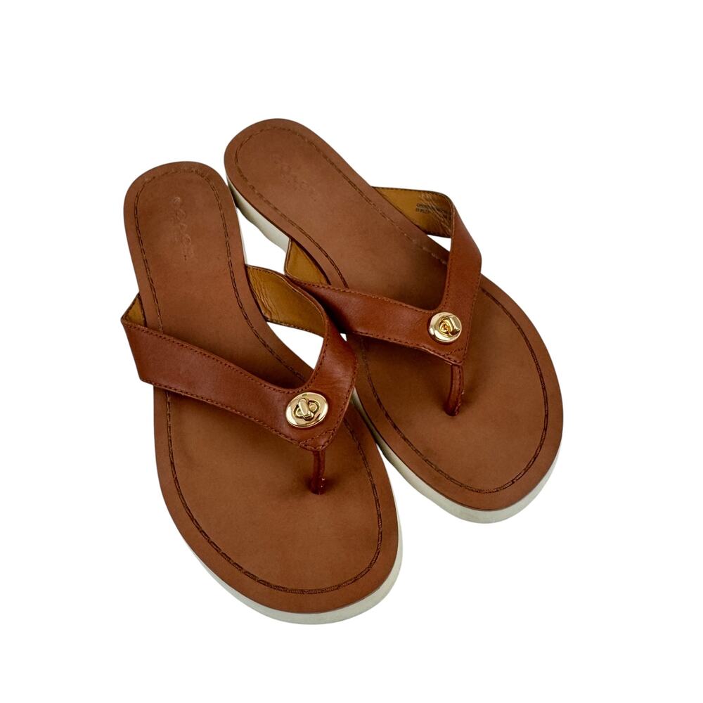 Coach Shelly Turnlock Leather Flip Flop