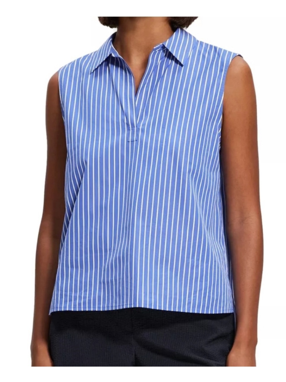 Theory Striped Sleeveless Polo Size Medium
