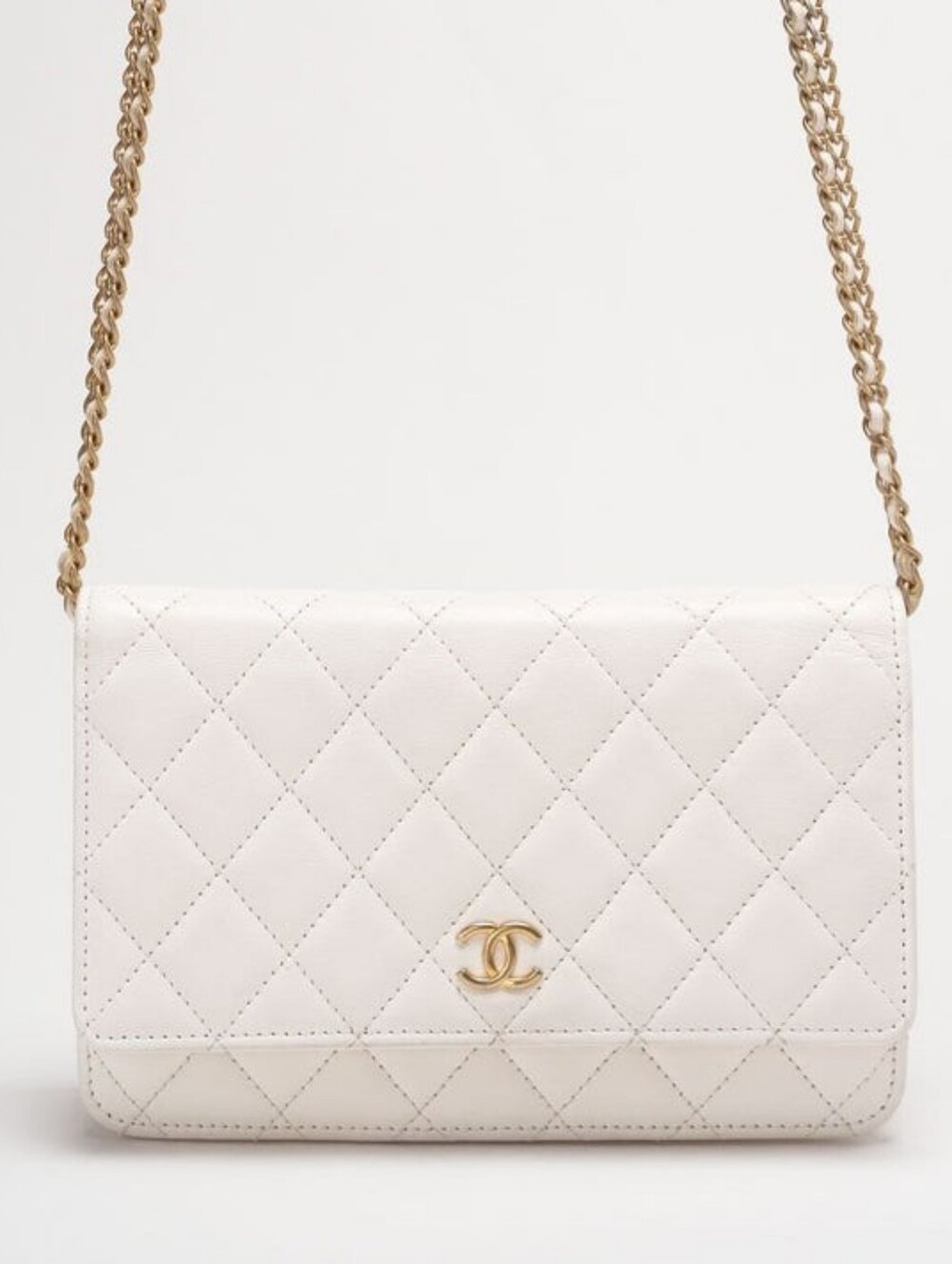 Chanel Bag White Quilted Wallet On Chain WOC Flap Bag Limited Edition Chain-Rare - Picture 3 of 10