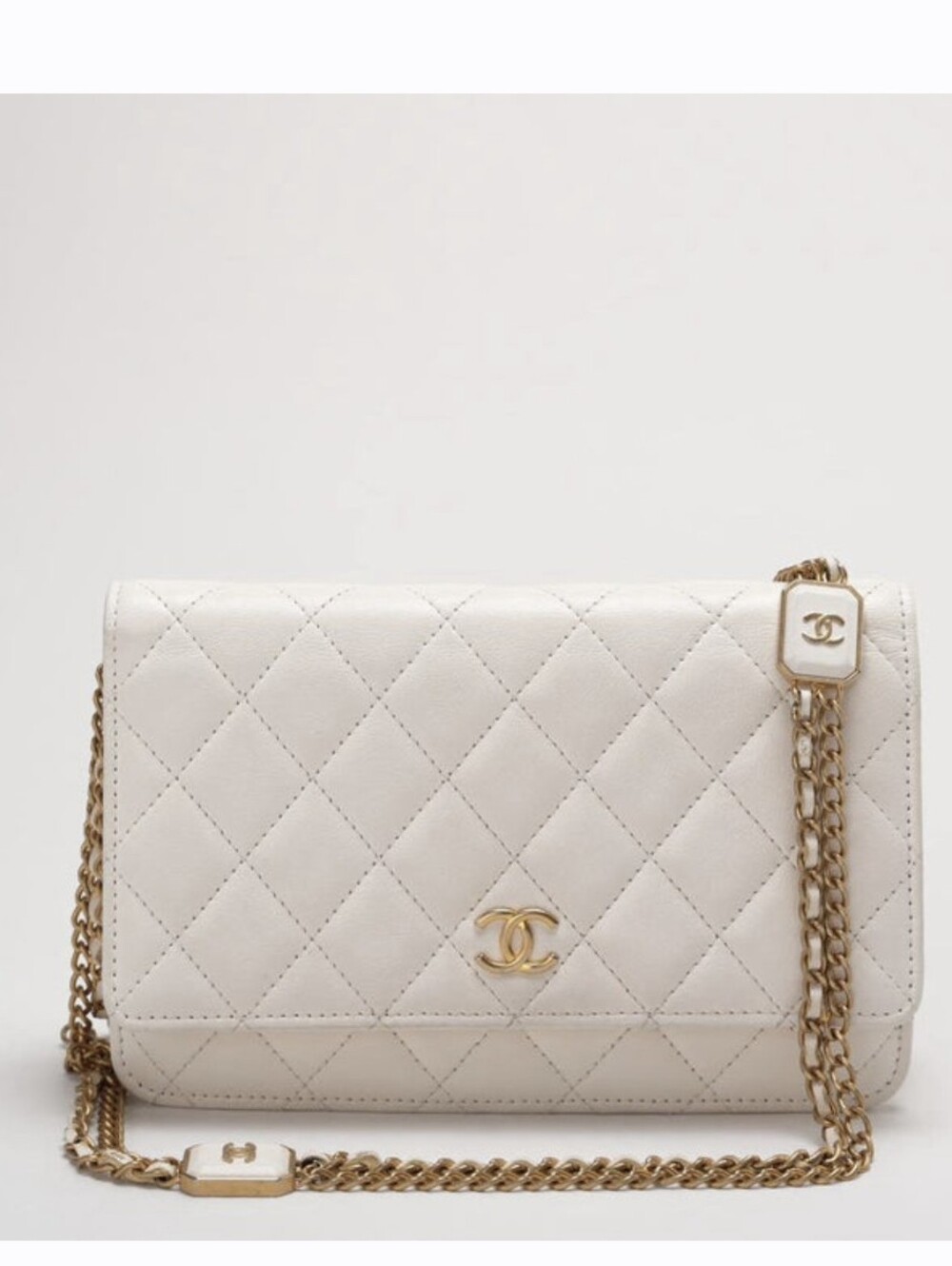 Chanel Bag White Quilted Wallet On Chain WOC Flap Bag Limited Edition Chain-Rare