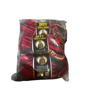 Lion Brand Yarn Jiffy THICK & QUICK X3 Reds & Black Beanies, scarves, blankets