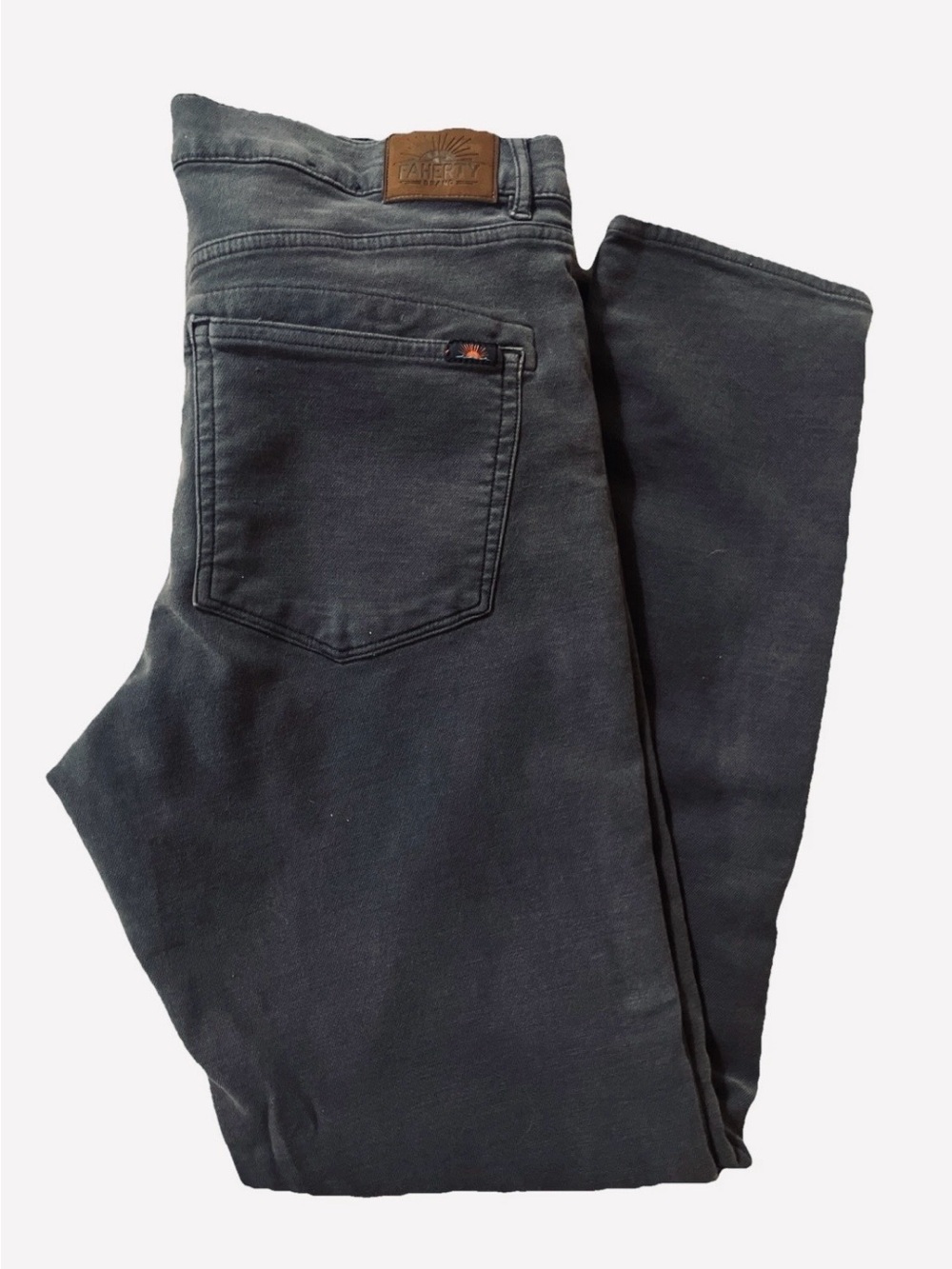 Faherty Stretch Terry 5 Pocket Pants Mens 34 (34x31 ) Navy Gray Slim Casual