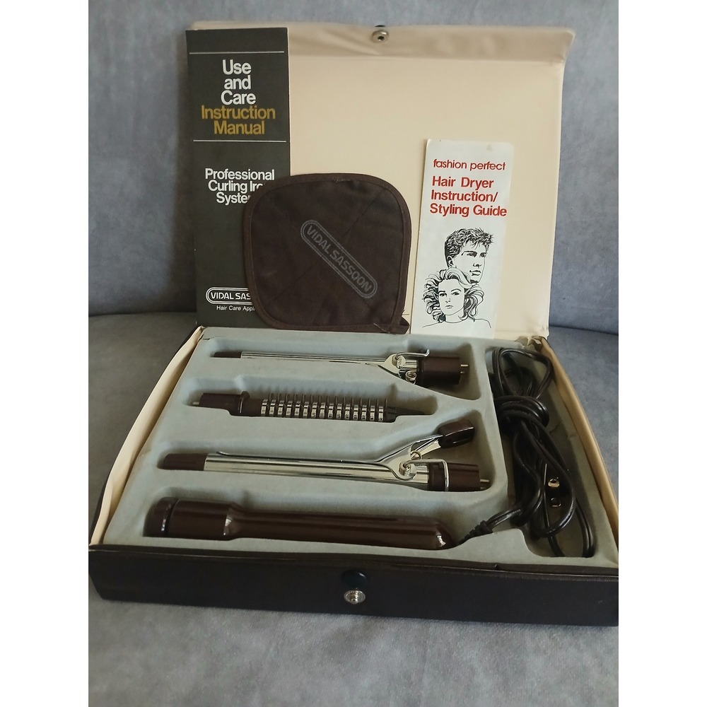 Vidal Sassoon Professional Total Curling Brush Iron System Vintage Travel Set