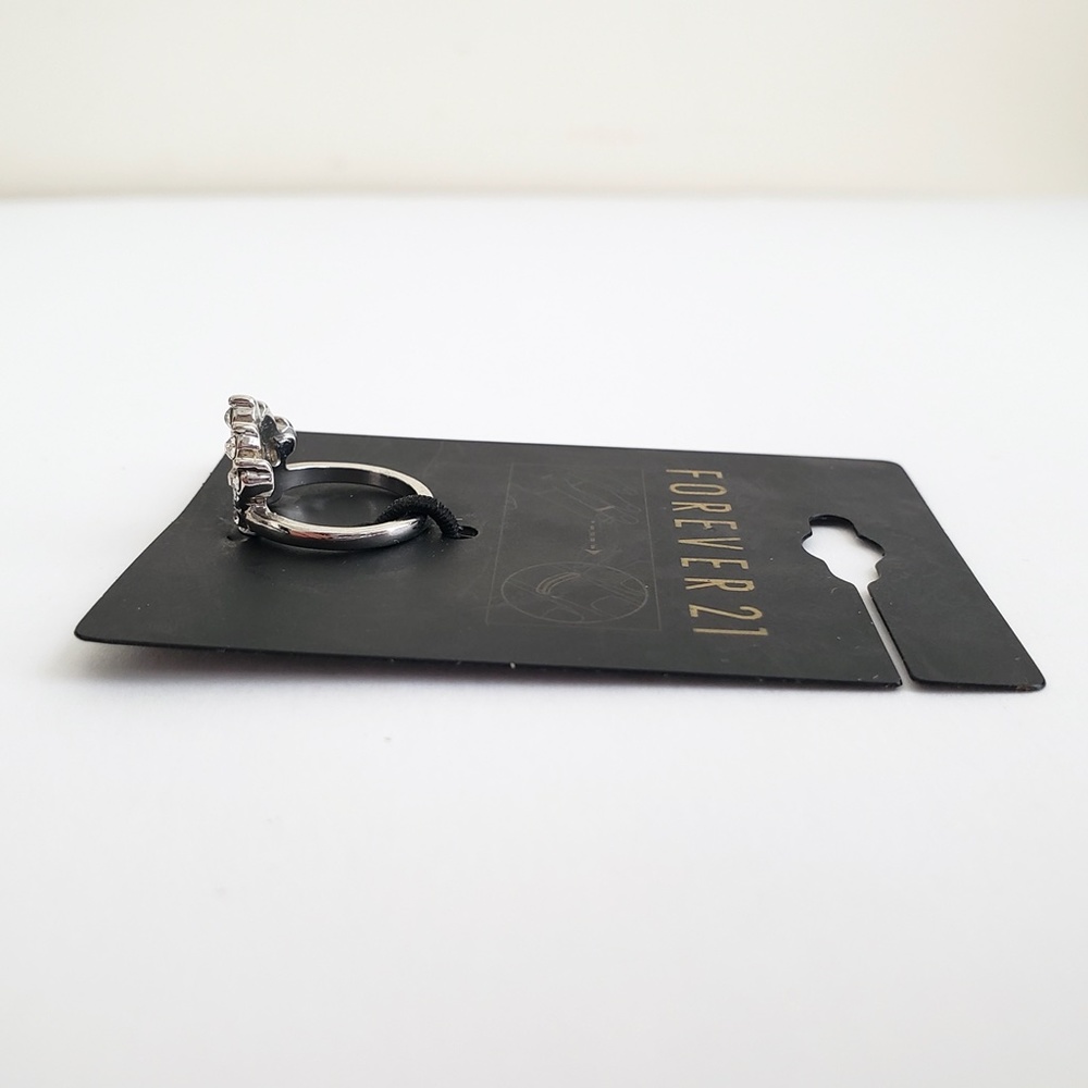 Y2K Forever 21 Silver Crown Midi Ring NWT Rhinestone Bling Princess Layering - Picture 6 of 8