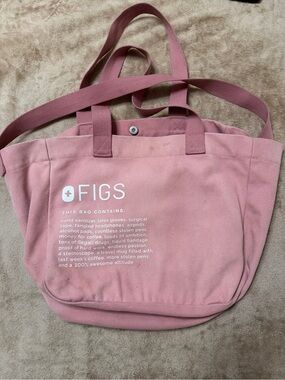 Figs Muave Pink Canvas Tote with White Logo