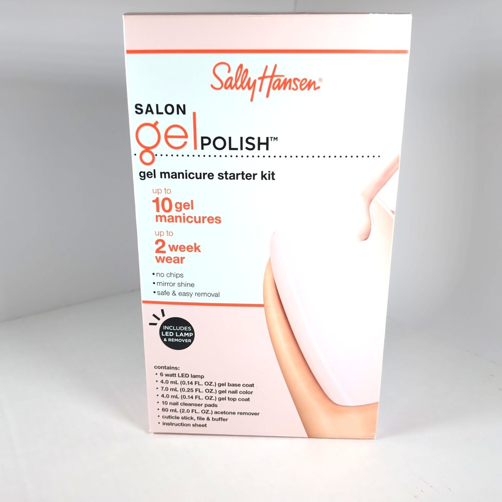 New Sally Hansen Salon Gel Polish Manicure Starter Kit LED Lamp SHELL WE DANCE