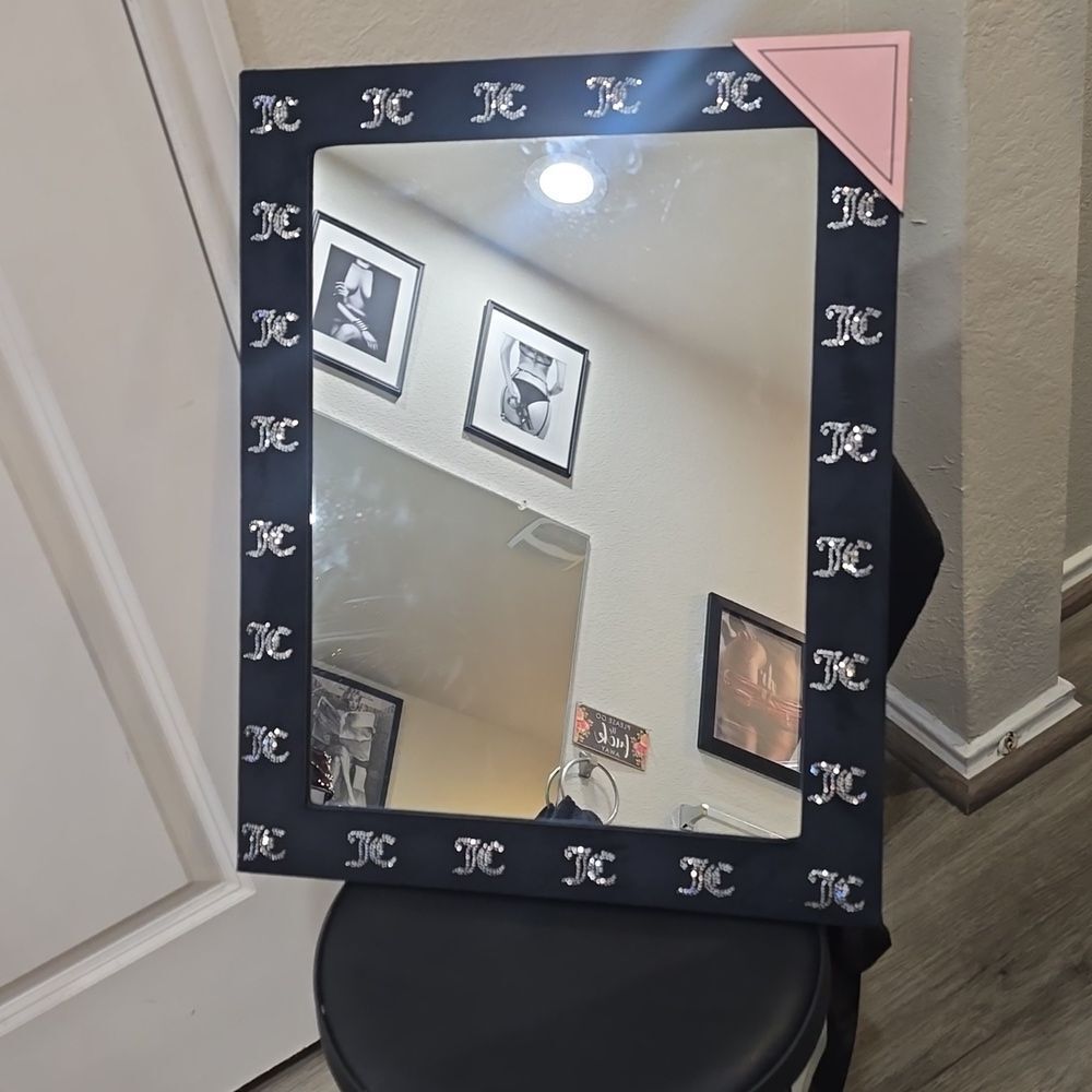 Juicy Couture Home Rhinestone JC Logo Velour Accent Mirror - Picture 5 of 9