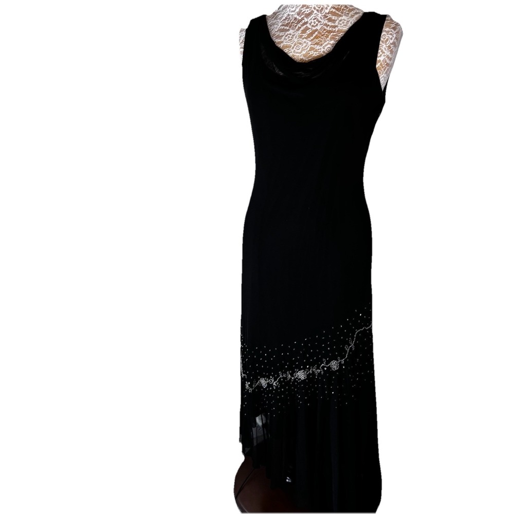 Vtg Stenay Maxi Dress Asymmetrical Ruffle Fairy Bias Beaded 10 Y2K Whimsygoth