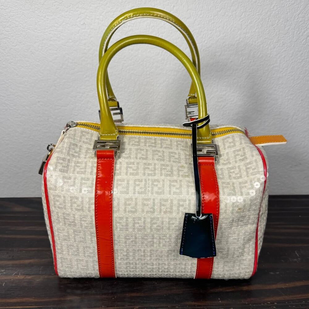Fendi Zucchino Monogram Forever Sequin Boston Bag