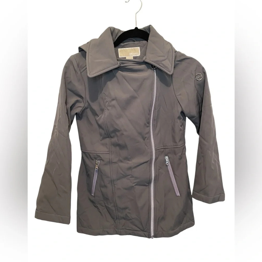 Michael Kors Girls Gray Zip Up Hooded Lined Logo Jacket‎ size 10/12