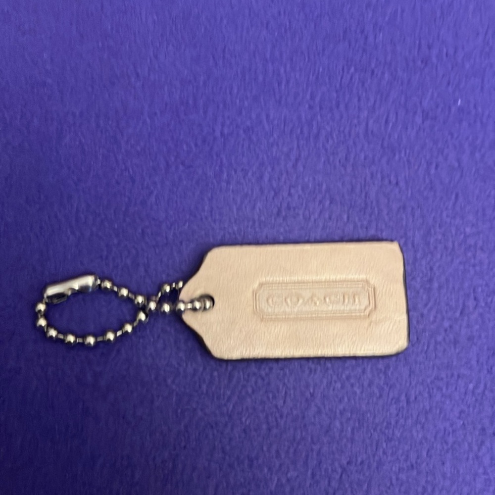 Vintage Coach Tan Brown Leather Hang Tag Replacement Bag Charm Keychain Y2K