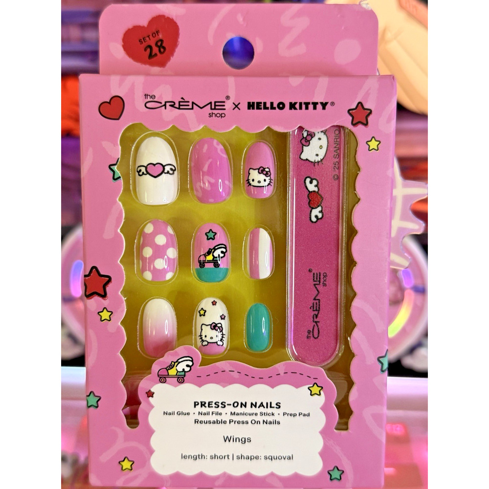 The Creme Shop Sanrio Hello Kitty Press-On Nails 28 Pcs Set Wings Short Squoval - Picture 3 of 15