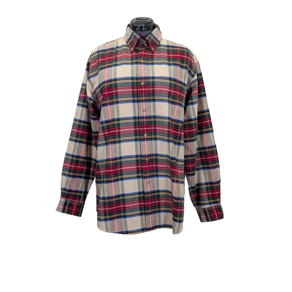 LL Bean Mens Plaid Shirt L Regular Cotton Button Down Long Sleeve Lumberjack