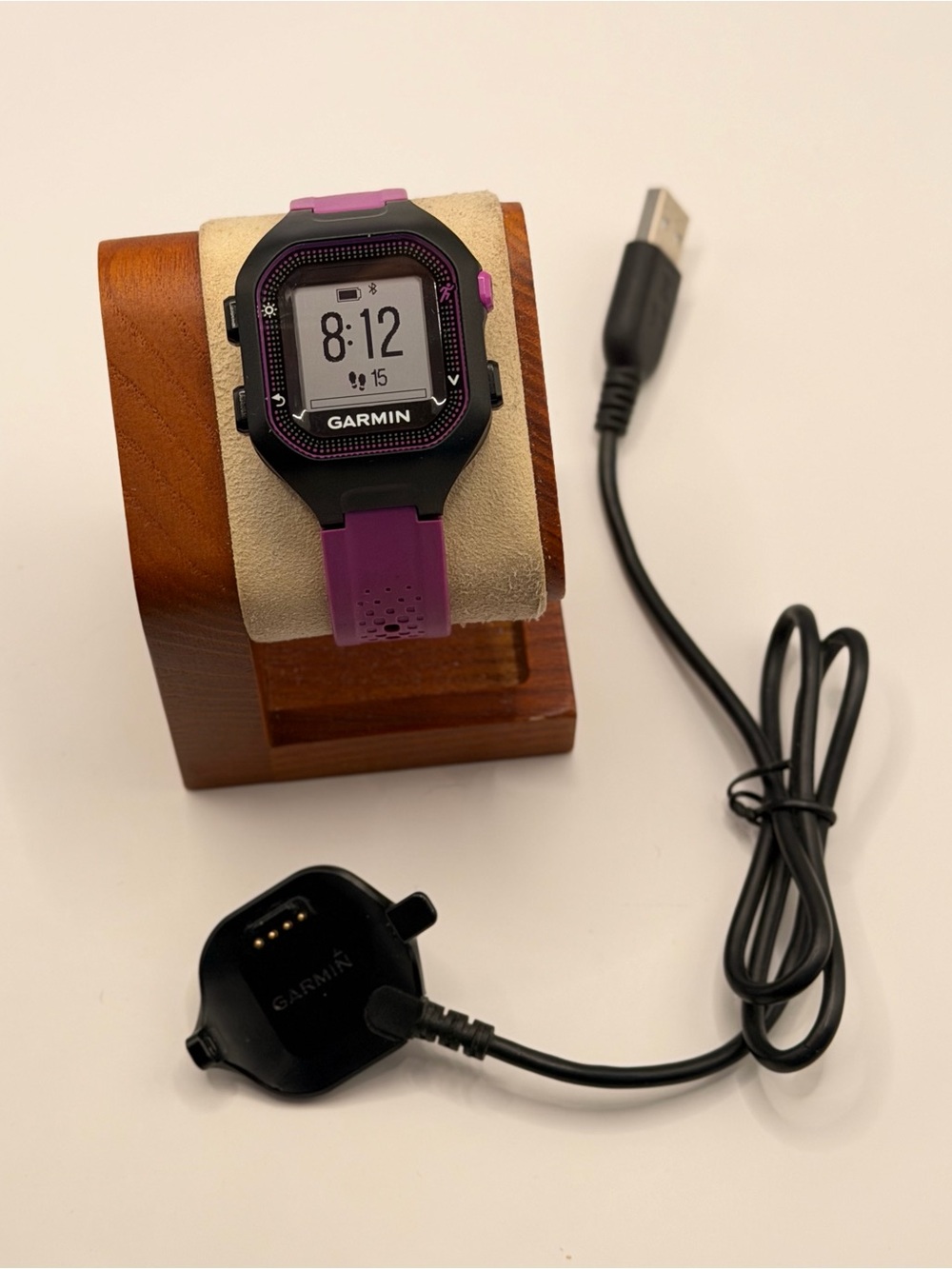 Garmin Forerunner 25 Small, Excellent, Tested, Charger Included, Purple & Black