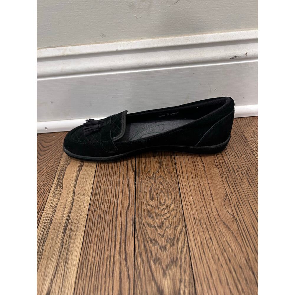 Grasshoppers Women 7N Black Suede Quilted Tassel Loafers Comfy Preppy Academia - Picture 6 of 9