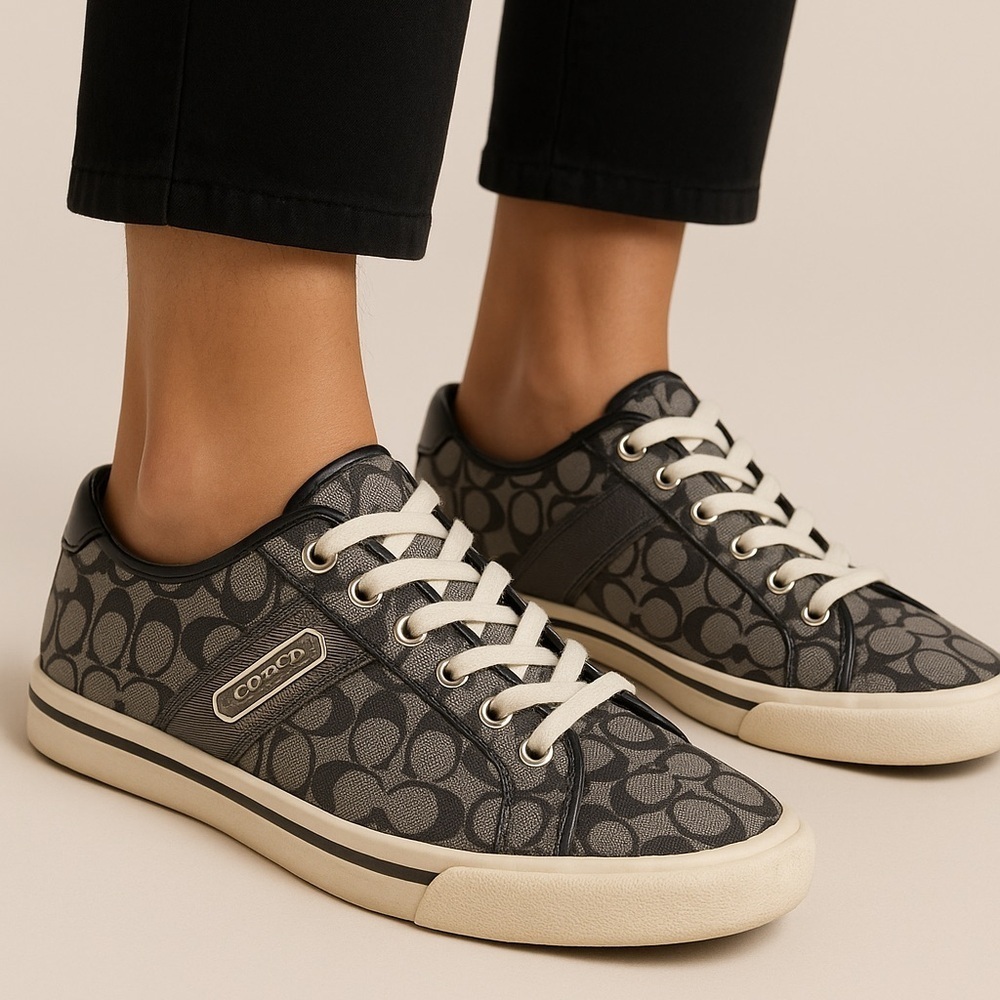 Coach Black and Gray Patterned Sneakers