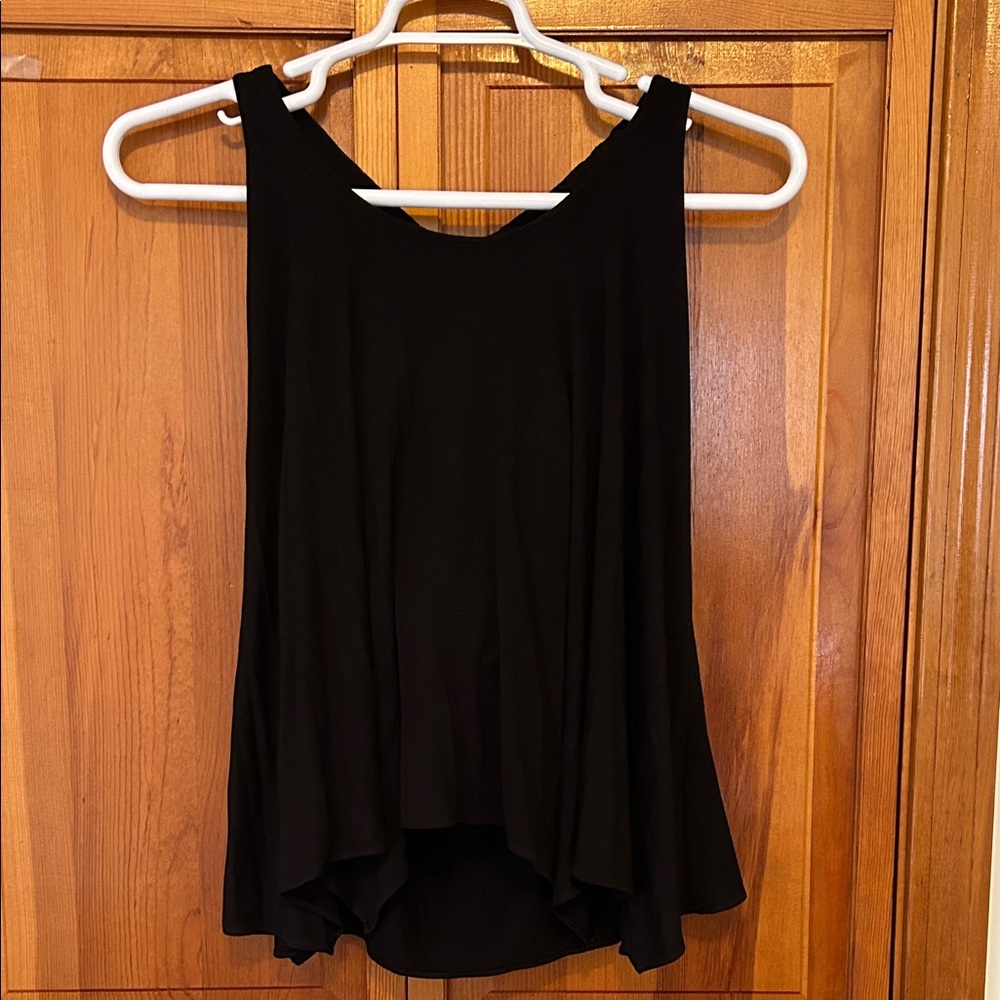 Sky Black Flowy Tank Top w/ Beaded Racerback | Size L | NWOT Boho Chic