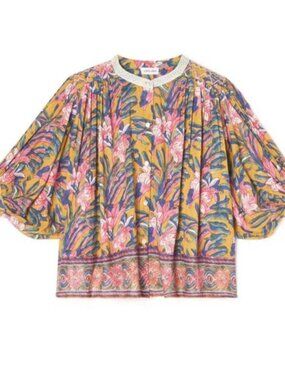 Louise Misha Honey Flower Julie Womens Blouse Boho Chic Cotton Marigold EU 36