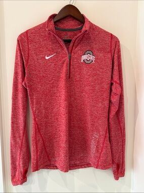 Nike Red Heather Ohio State Quarter-Zip Pullover