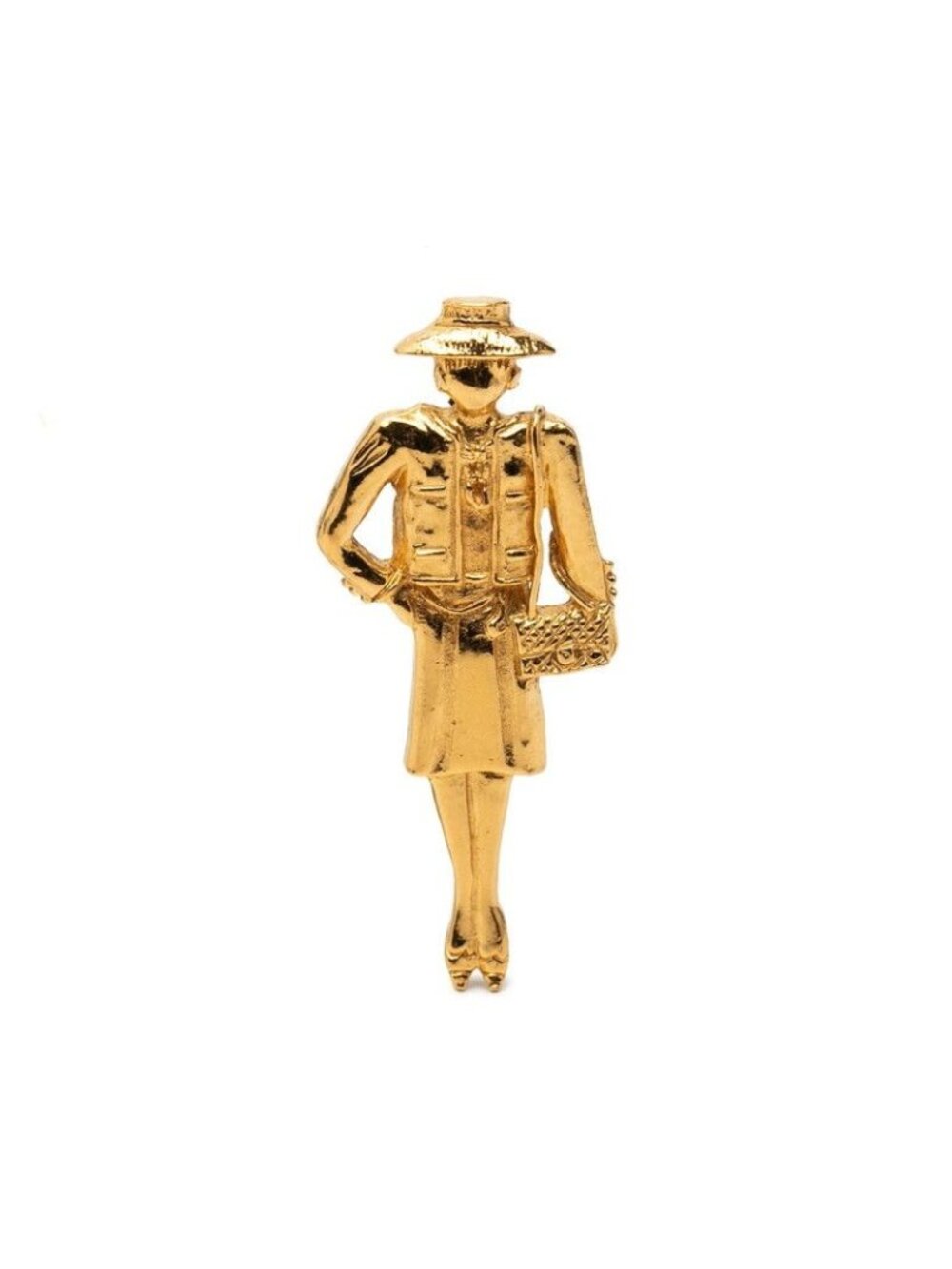 Chanel Mademoiselle Pin Brooch Gold Plated