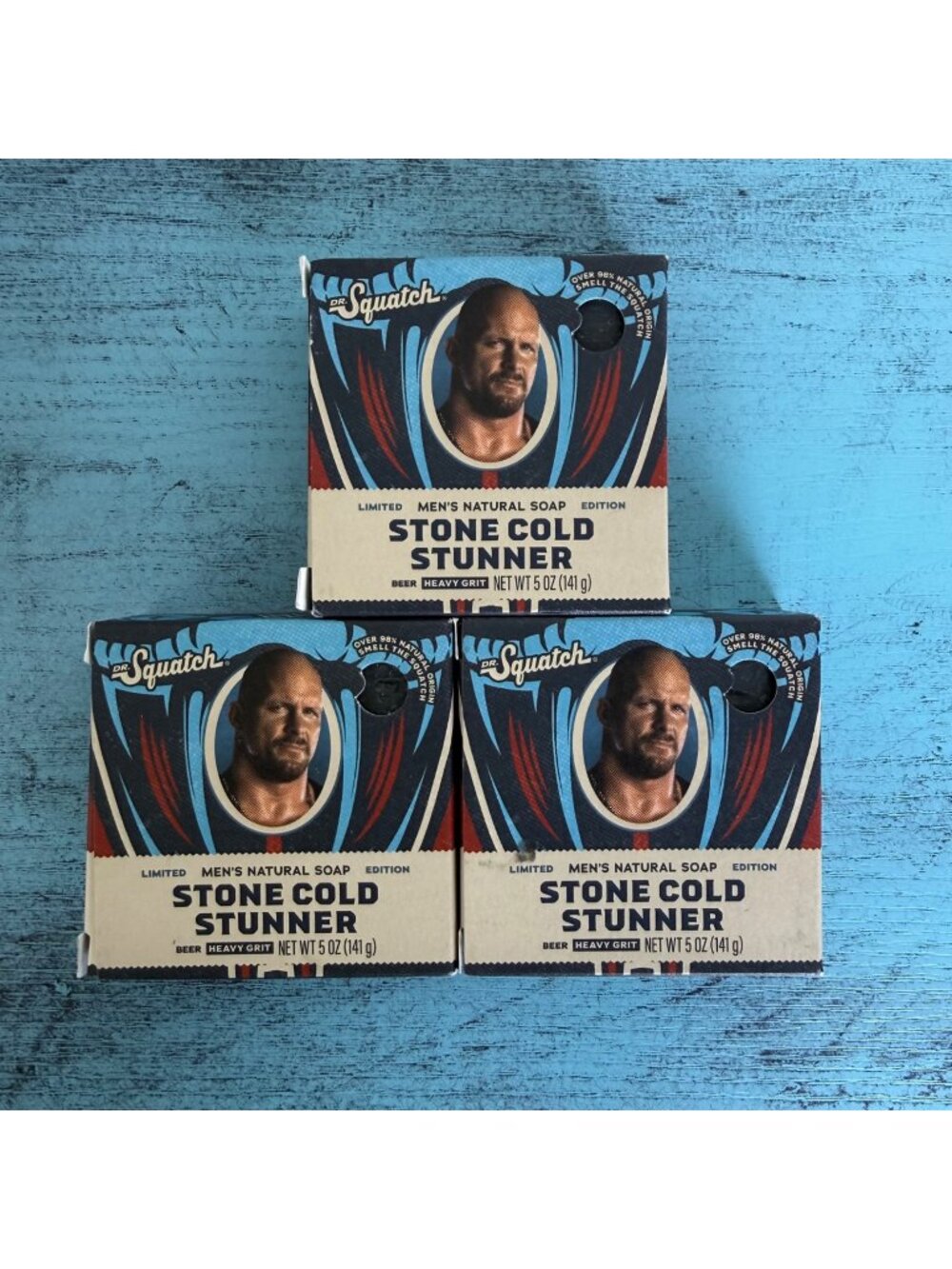 Dr. Squatch Limited Edition WWE "Stone Cold Stunner" Men's Natural Soap 3 pk NIB