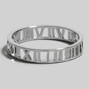 WHITE GOLD DIPPED ROMAN NUMERAL RING