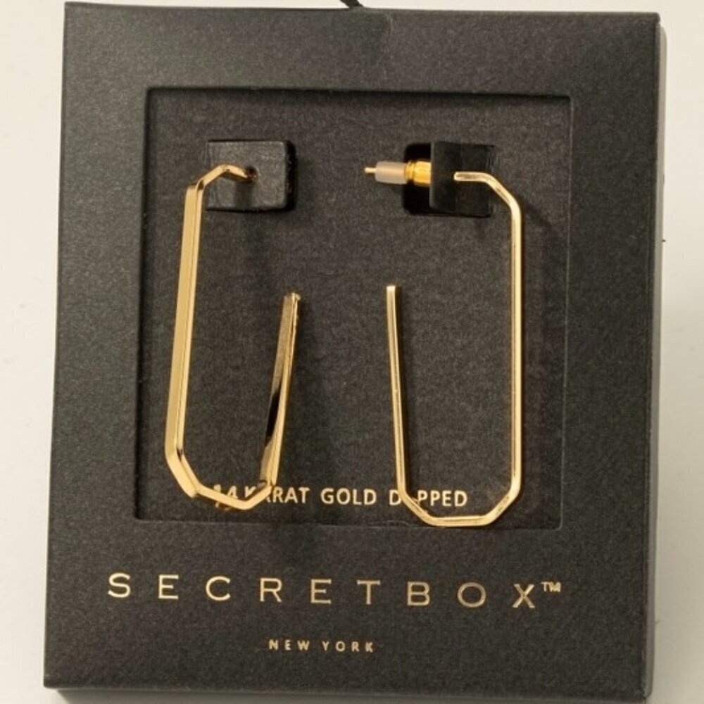 14K GOLD OCTAGON HOOP EARRINGS