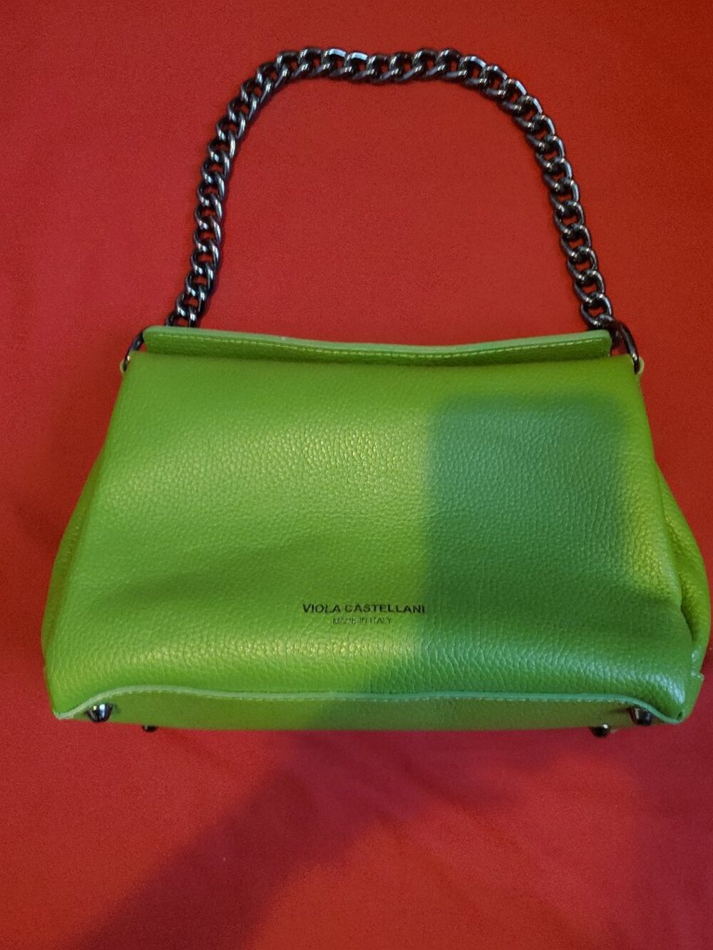 GREEN VIOLA CASTELLANI LEATHER PURSE SHOULDER CROSSBODY BAG HANDBAG WITH CHAIN H