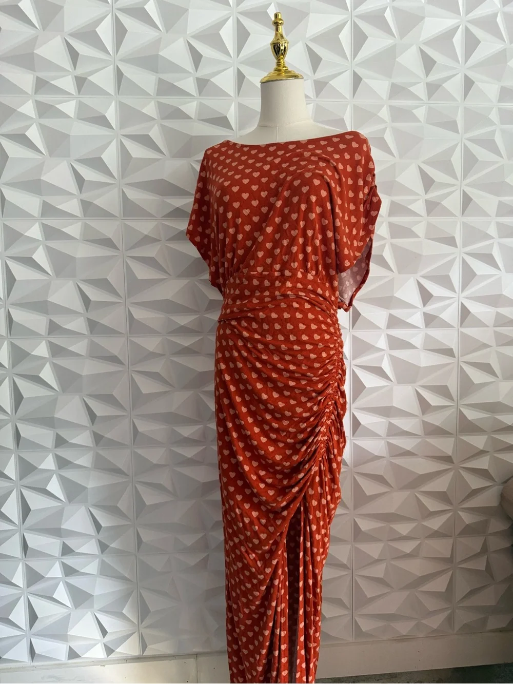 Free People NWT Lakeside Printed Midi Dress Sz L Ginger Combo Orange Summer - Picture 3 of 7