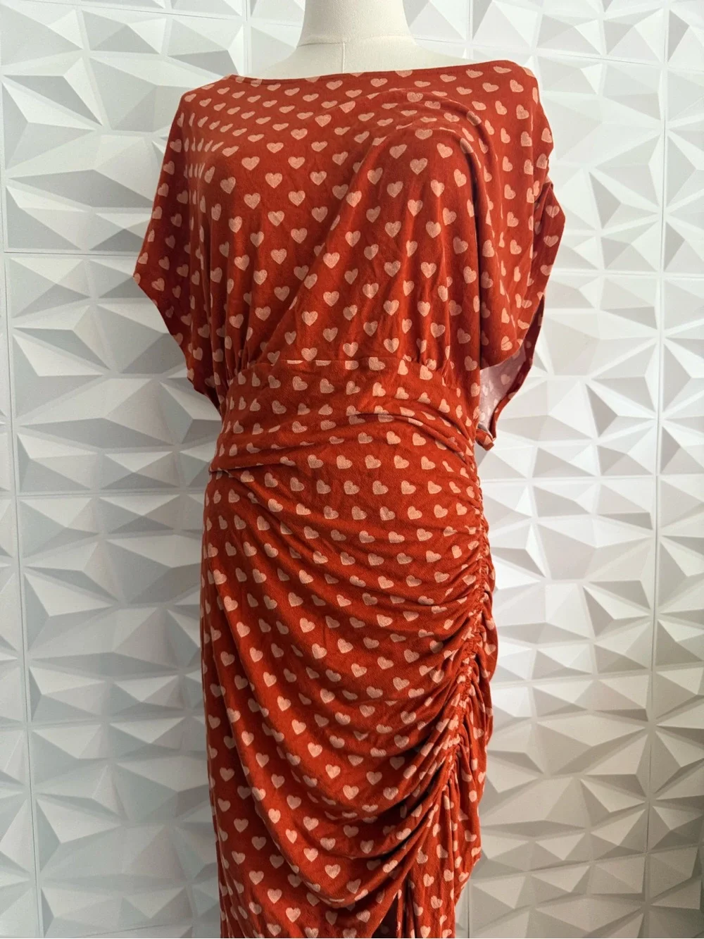 Free People NWT Lakeside Printed Midi Dress Sz L Ginger Combo Orange Summer - Picture 5 of 7