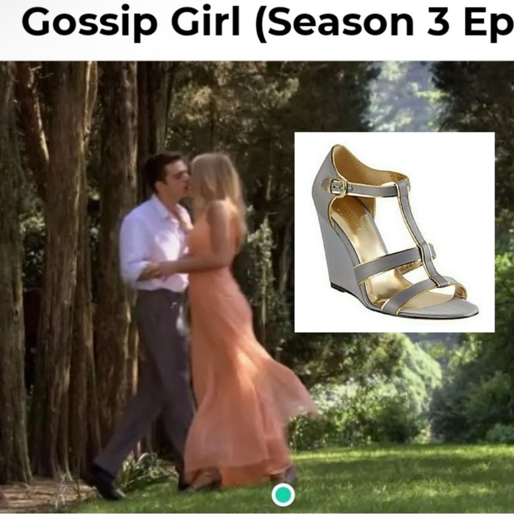 Coach Gray and Gold Wedge Sandals - Picture 2 of 9